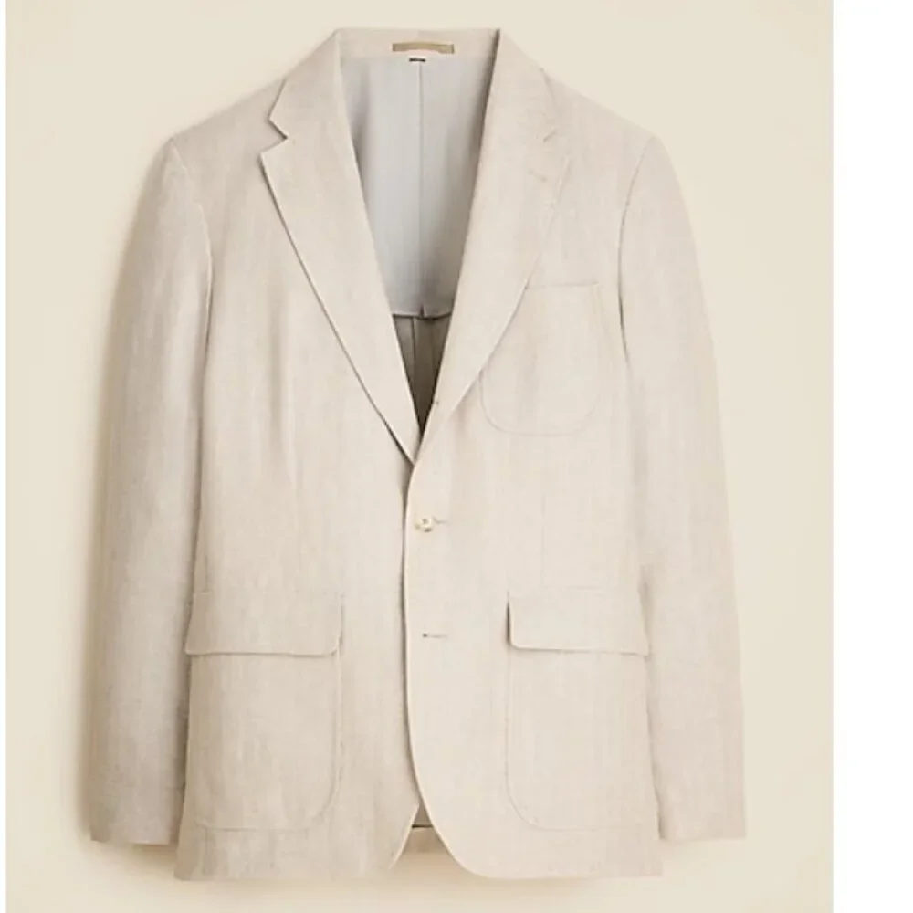 NWT J.Crew $498 Classic Fit Crosby Blazer Linen Twill Herringbone 36S Ivory BM29